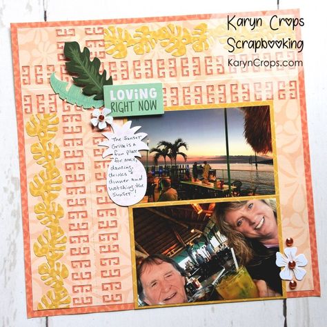 Karyn Crops, Hawaii Scrapbook, Ancient Key, Scrapbooking Retreats, Beach Scrapbook Layouts, Heart Stencil, Chevron Arrows, Scrapbook Borders, Picture Layouts