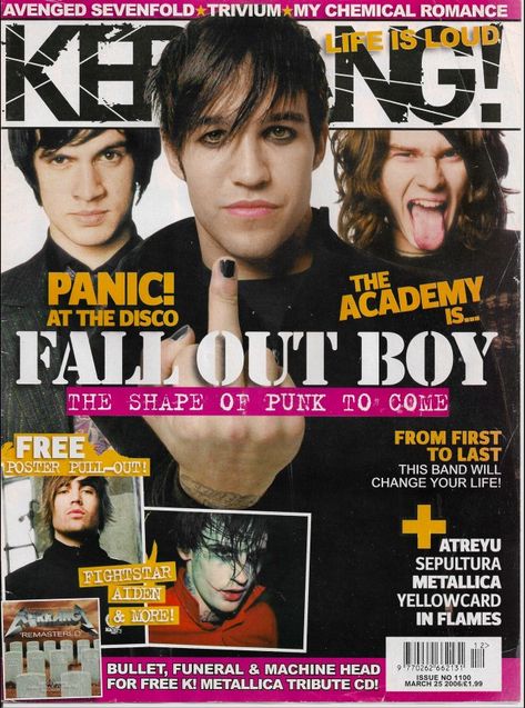 Fall Out Boy Poster, Kerrang Magazine, 2000s Posters, 2000s Magazines, Fever Dream, A Punk, Teen Magazine, Panic At The Disco, Cool Magazine