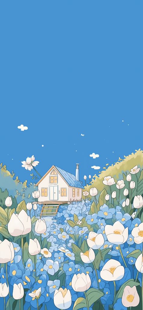 Japan, Flowers, Anime, Blue, White