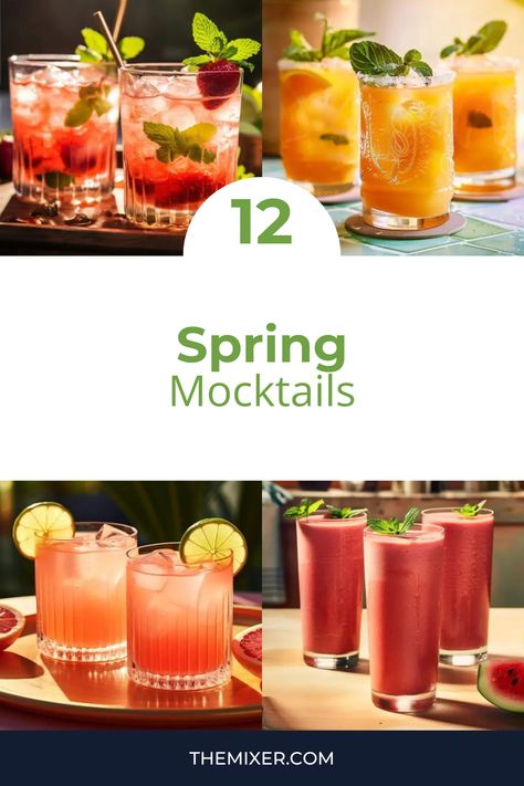 🌸 The best spring mocktails celebrate the flavors of the season, from delicate florals to zesty citrus. Our 12 alcohol-free cocktails are perfect for long languid afternoons with friends. Spring Mocktail, Pomegranate Kombucha, Grapefruit Cocktail Recipes, Rosemary Lemonade, Thyme Simple Syrup, Easy Mocktails, Alcohol Free Cocktails, Spring Drink, Virgin Mojito