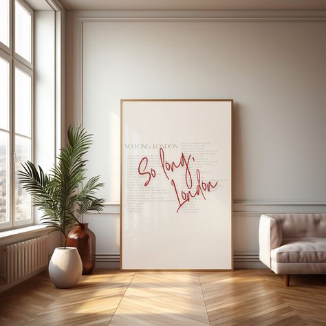 So Long London The Tortured Poets Department Wall Art, Taylor Swift Song Inspired Art Poster, Retro Lyrics Poster, Vintage Swiftie Wall Art Taylor Song Lyrics, Retro Lyrics, Taylor Swift Wall Art, Apartment Wall Art, Lyrics Poster, Taylor Songs, Song Lyric Print, College Dorm Decorations, Lyric Poster