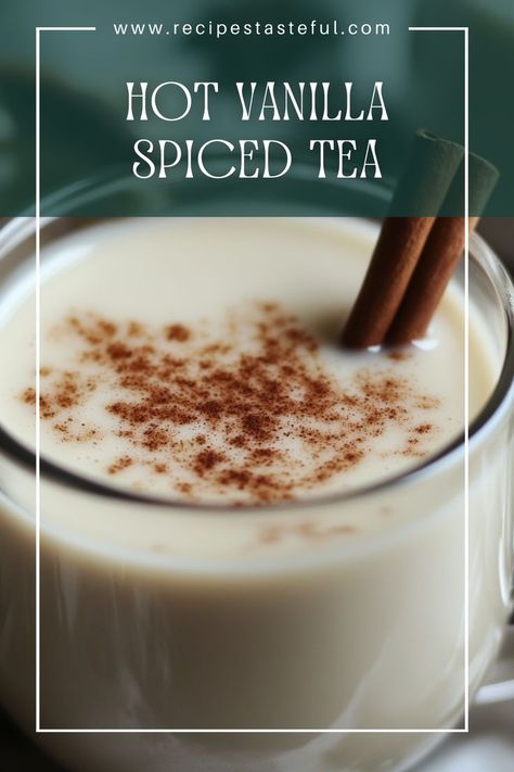 Warm and comforting, this Hot Vanilla Spiced Tea combines the rich flavors of black tea with the delightful spices of cinnamon, nutmeg, and cloves, topped with creamy milk and optional whipped cream. Perfect for cozying up on chilly days! Hot Milk Tea Recipe, Hot Milk Tea, Clove Tea, Hot Tea Recipes, Spiced Tea, Milk Tea Recipes, Vanilla Tea, Vanilla Spice, Vanilla Milk