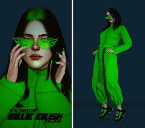 Billie Eilish Sims 4, Billie Eilish Sims 4 Cc, Sims 4 Billie Eilish Cc, Sims 4 Billie Eilish, Full Brows, Sims 4 Dresses, Eyelash Sets, The Sims 3, Sims Hair