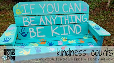 TPcraft.com: Why Your School Needs A Buddy Bench {as seen on Jacksonville Moms Blog} Buddy Bench, Kindness Counts, School Needs, Auction Projects, School Murals, Girl Scout Ideas, School Playground, Outdoor Classroom, School Yard