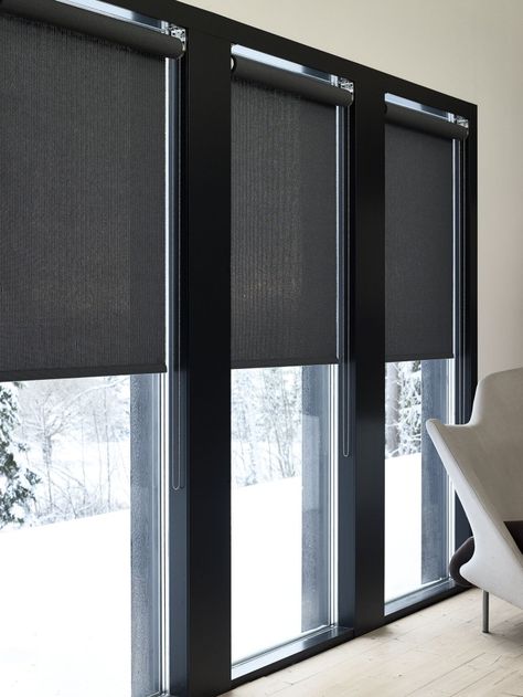 Black Window Treatments, Patio Windows, Bathroom Window Treatments, Patio Blinds, Curtain Blinds, Modern Blinds, Living Room Blinds, Bedroom Blinds, Door Blinds