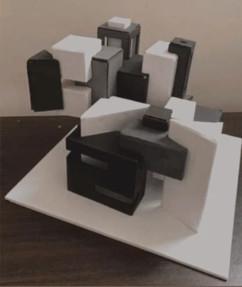 Cube Transformation Architecture, 3d Cluster Composition, 3d Composition Architecture, Cube Transformation, 3d Composition, Abstract Graphic Design, Platonic Solid, Architecture Sketchbook, Architecture Model Making