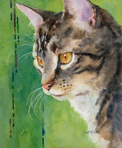 Watercolour Tabby Cat, Tabby Cat Painting, Silver Tabby Cat, Grey Tabby, Cat Orange, Cat Paintings, Cat Watercolor, Orange Tabby Cats, Eye Painting