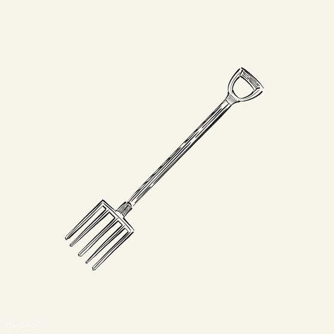 Vintage illustration of a pitchfork | free image by rawpixel.com Pitchfork Drawing, Carving Forks, Illustration Kitchen, Oven Mittens, Vintage Kitchen Utensils, Free Illustration Images, Heart Shaped Cookies, Kitchen Vintage, Landscape Illustration