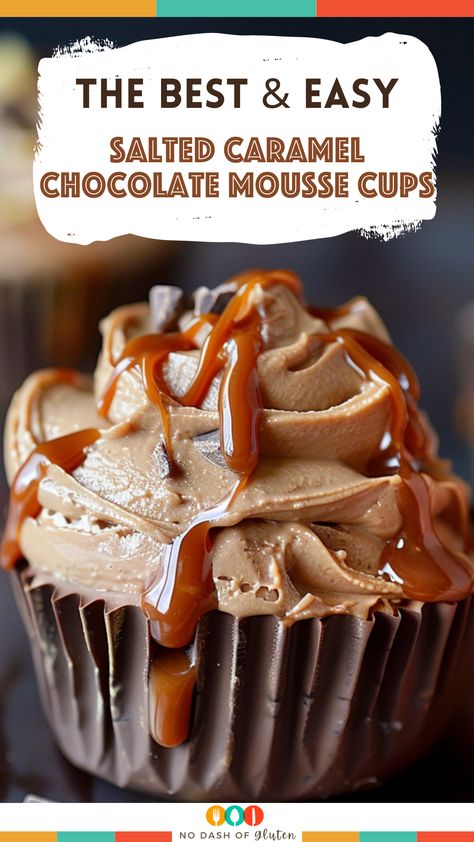 Indulge in these Salted Caramel Chocolate Mousse Cups! Made with rich chocolate, fluffy mousse, and homemade salted caramel, they're perfect for any occasion. These elegant cups are topped with chocolate shavings and a sprinkle of salt for the ultimate sweet and salty treat. Whether you’re hosting a dinner party or craving something sweet, these mousse cups are sure to impress. Try the recipe today and elevate your dessert game! Click for the full recipe and steps! Desserts With Mousse, Filling For Chocolate Cups, Easy Desserts For New Years Eve, Mousse Dessert Recipes, Chocolate Cup Desserts, Salted Caramel Mousse, Chocolate Dessert Cups, Caramel Chocolate Mousse, Easy Salted Caramel