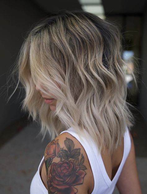 Medium Length Ash Blonde Balayage, Short Hair Lived In Blonde, Blonde Color Melt With Money Piece, Half Head Of Foils Blonde, Short Blonde Hair Summer, Root Melt Blonde Shoulder Length, Shoulder Length Hair Low Maintenance, Rooted Blonde Bob, Short Blonde Hair With Dark Roots