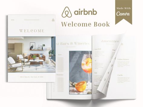 Welcome Booklet Airbnb, Guidebook Template, Boho Candle, Booklet Template, Booklet Design, Live In Style, Airbnb Host, Air B And B, Pool Bar