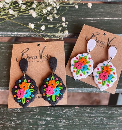 Mexican Style Earrings, Fiesta Clay Earrings, Mexican Inspired Earrings, Mexican Earrings Handmade, Mexican Style Clay Earrings, Mexican Inspired Clay Earrings, Patriotic Clay Earrings, Mexican Polymer Clay Earrings, Mexican Clay Earrings