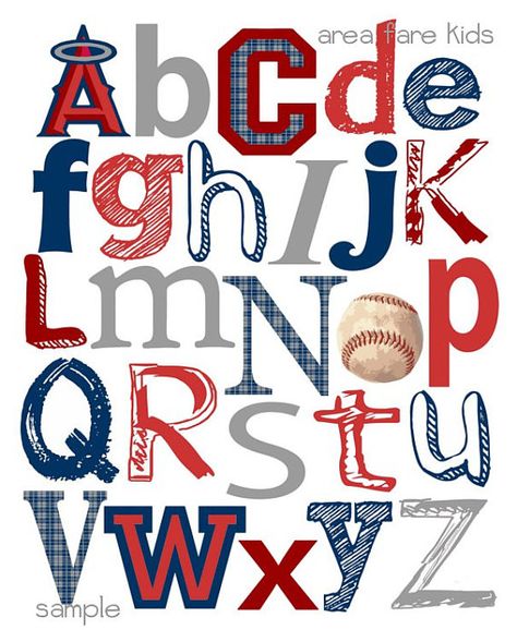 Dads Office, Anaheim Angels Baseball, Abc Nursery, Minnesota Twins Baseball, Philadelphia Phillies Baseball, Cleveland Indians Baseball, Baseball Room, Baseball Wall, Abc Print