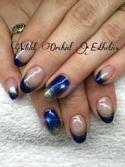 Star if Bethlehem. Christmas nails. Gel nails. Blue nails. Nail art. Gold. Hand painted nail art. Star Of Bethlehem Nail Art, Star Of Bethlehem Nails, Blue Nails Nail Art, Gel Nails Blue, Nail Ideas Blue, Christmas Nails Gel, Bethlehem Christmas, December Nails, Christmas Gel