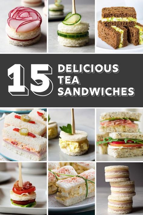 Playing Card Sandwiches, Pioneer Woman Tea Party, Easy Tea Party Sandwiches, Elegant Tea Sandwiches, Finger Sandwiches Recipes, Tea Time Menu Ideas, Finger Tea Sandwiches, Easy Afternoon Tea Desserts, English High Tea Food