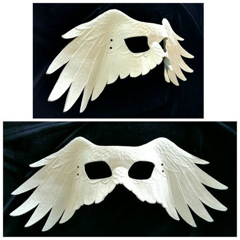 White Leather Raven Wing Mask by GriffinForge on Etsy Wing Mask, Painted Masks, Masquerade Outfit, Raven Wings, Owl Costume, White Raven, Bird Masks, Mask Masquerade, Cool Masks