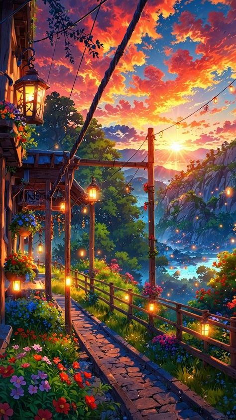 Inspiration Pictures Nature, Painting Ideas Scenery, Nature Wall Painting, Magical Wallpaper, Drawings Wallpaper, Anime Sunset, Environment Drawing, Cute Background Pictures, Magical Pictures