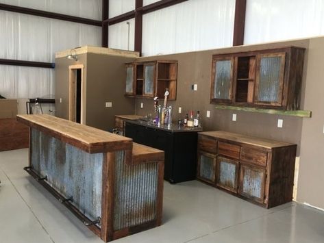 Barnwood Bar, Barn Tin, Silo House, Italian Home, Shop Kitchen, Basement Bedrooms, Basement Bar, Man Cave Garage, Basement Renovations