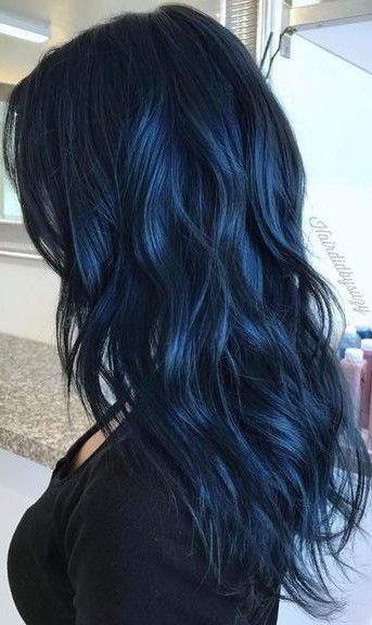 Blue Hair Dye, Midnight Blue Hair, Blue Black Hair Color, Navy Blue Hair, Blue Black Hair, Blue Ombre Hair, Dark Blue Hair, Hair Color Blue, Hair Images