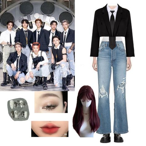 Kpop Concert Outfit Ideas Stray Kids, Stray Kids Stage Outfits, Stray Kids Clothes, Skz Concert Outfit Ideas, Stray Kids Concert Outfit Ideas, Stray Kids Outfits Inspired, Stray Kids Inspired Outfits, Skz Outfits Inspired, Concert Style Outfits