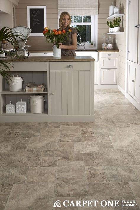 Vinyl Tile Flooring Kitchen, Kitchen Flooring Ideas Vinyl, Flooring Ideas Vinyl, Floor Options, 2022 Kitchen, Laundry Room Tile, Moms Kitchen, Vinyl Flooring Kitchen, Kitchen Floors