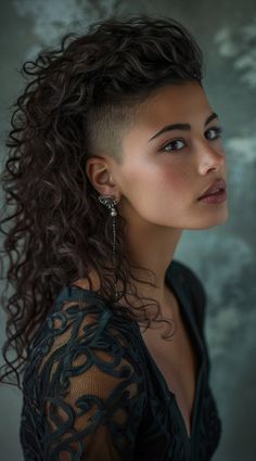 Curly Mohawk Hairstyles, Curly Undercut, Undercut Long Hair, Shaved Side Hairstyles, Hairstyle For Men, Mohawk Hairstyles, Pelo Afro, Goddess Hairstyles, Undercut Hairstyles