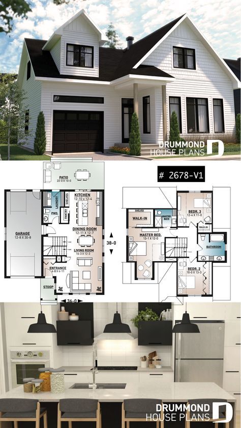 Small Modern Farmhouse Plans, Small Modern Farmhouse, Case Minecraft, Architecture Cool, Two Story House Plans, House Plans One Story, Casas The Sims 4, Sims House Plans, Sims House Design