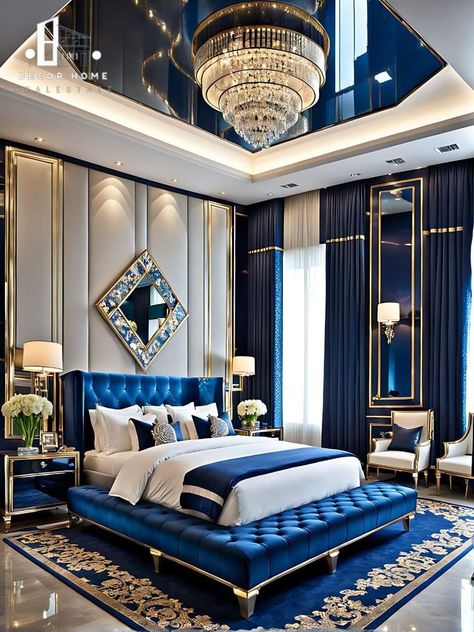 Navy Blue And Gold Bedroom Ideas, Navy Blue Gold Bedroom, Dark Blue And Gold Bedroom, Behance Bed, Navy Blue And Gold Bedroom, Navy And Gold Bedroom, Night Sky Bedroom, Dark Blue Bedroom Ideas, Woman's Bedroom