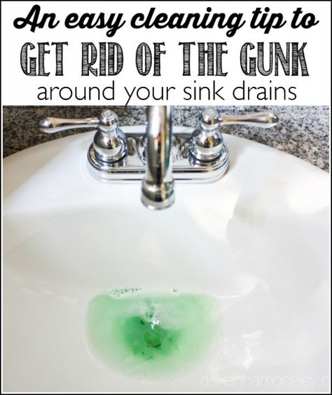 A super quick tip for getting rid of the gunk around the bathroom sink drains - Ask Anna Clean Bathroom Sink, Cleaning Painted Walls, Diy Toilet, Bathroom Sink Drain, Glass Cooktop, Deep Cleaning Tips, Best Cleaning Products, Whimsical Wonderland, Diy Cleaners