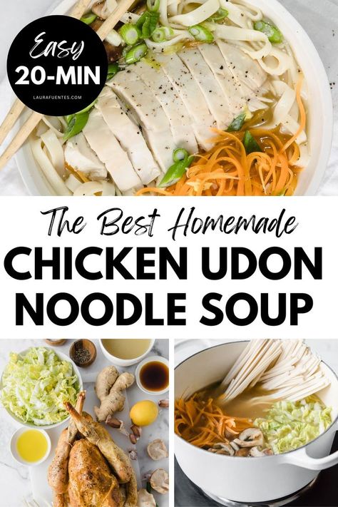 20-min homemade chicken udon soup recipe Chicken Udon Noodle Soup, Chicken Udon Soup, Udon Soup Recipe, Chicken Udon Noodles, Chicken Udon, Quick Easy Chicken, Udon Soup, Udon Noodle Soup, Udon Noodle