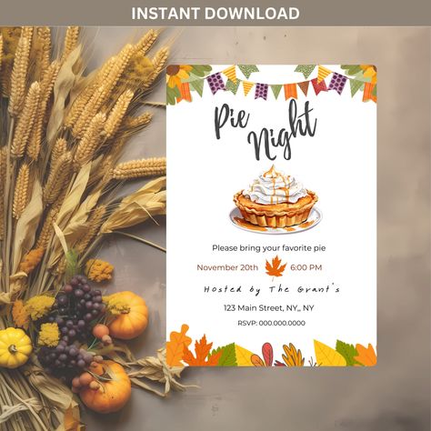 Pie Night Invitations, Pie Night, Diva Party, Fall Pies, Pie Thanksgiving, Swap Party, Thanksgiving Pie, Relief Society Activities, Thanksgiving Pies