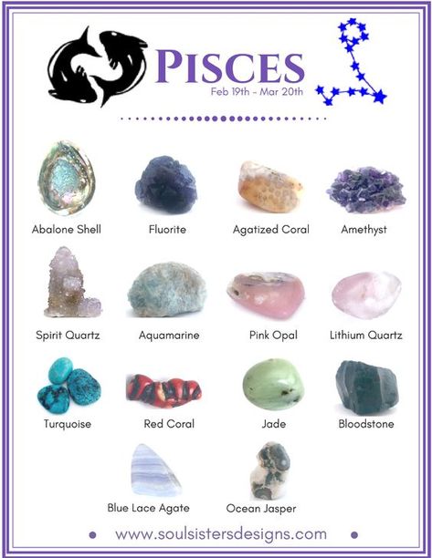 Crystals For Pisces Pisces Gemstones, Pisces Crystals, Pisces Birthstone, Healing Crystals For You, Zodiac Pisces, Magia Das Ervas, Zodiac Stones, Spirit Quartz, Crystal Therapy