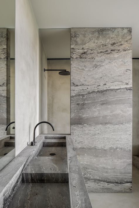 Realisations | Natural Stone | Hullebusch Natural Stone Bathroom, Toilette Design, Interior Design Minimalist, Restroom Design, Stone Interior, Bad Inspiration, Stone Bathroom, Toilet Design, Bathroom Spa