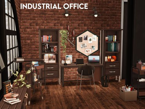 Sims 4 Industrial, Sims 4 Rooms, Bungalow Living Room, Industrial Living Room, Industrial Apartment, Kitchen Kit, Industrial Living, Industrial Livingroom, Huge Windows