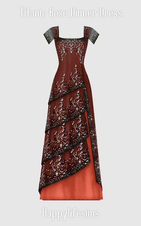 [Lonelyboy] TS4 Titanic Rose Dinner Dress Sims 4 Cc Rose Clothes, Sims 4 Cc 20s Clothes, Bridgeton Sims 4 Cc, Ts4 Edwardian Cc, Sims 4 Titanic Cc, Sims 4 1920 Cc, Sims 4 Cc Vintage Dress, Sims 4 Flapper Cc, Sims 4 Cc 1910