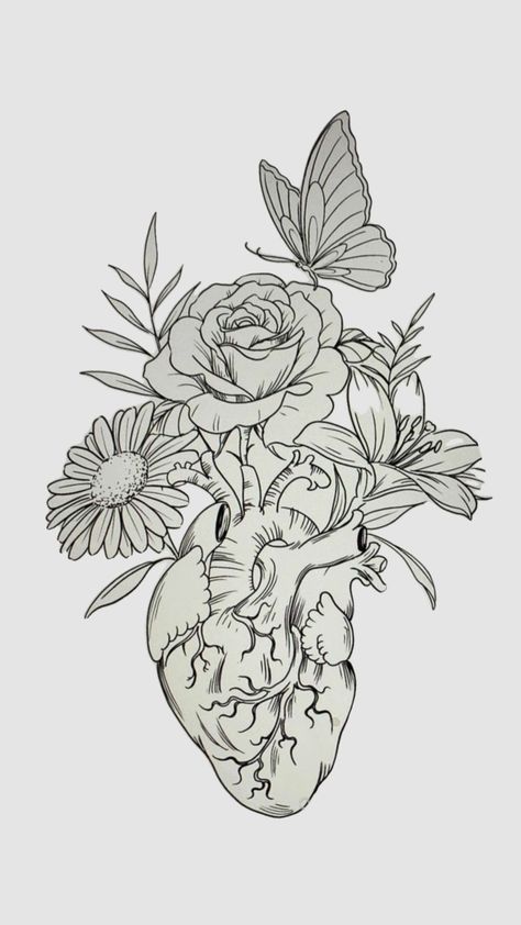 Human Heart With Flowers, Heart Tat, Butterfly With Flowers Tattoo, Gospel Art, Heart With Flowers, Arm Sleeve Tattoos For Women, Fantasy Tattoos, Rabbit Tattoos, Quality Quotes