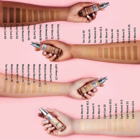 Foundation Swatches, It Cosmetics Cc Cream, Medium Coverage Foundation, Morning Makeup, Hydrating Foundation, It Cosmetics Foundation, Lightweight Foundation, Dark Under Eye, Pearl Powder