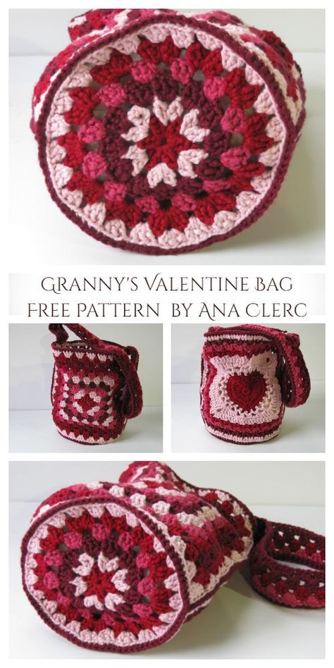 Heart-Shaped Crochet Shoulder Bag Free Patterns for Valentine's Day Crochet Pixel Pattern, Crochet Baby Booties Free Pattern, Crochet Valentine Patterns, Crochet Hack, Valentines Patterns, Valentines Crochet, Crochet Wrap, Crochet Square Patterns, Fun Crochet Projects