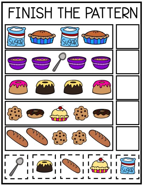 Baker Themed Worksheets that work on Early Literacy, Early Handwriting, Scissor Skills, Counting, Color Recognition and more! This NO PREP set has 50 worksheets for you to print out and start having fun! Perfect for a Community Helper lesson plan, learning about baking, or fun at home activities! Kindergarten Baking Activities, Cookie Preschool Theme, Baker Community Helper Preschool, Chef Community Helper Activities, Chef Week For Preschool, Food Language Activities Preschool, Food Eyfs Activities, Baker Preschool Activities, Baking With Preschoolers