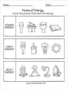 types of energy preschool worksheet Energy Kindergarten Science, Energy Grade 1 Science, Sources Of Energy Worksheet, Types Of Energy Worksheet, Types Of Energy Activities, Science Worksheets For Grade 1, Forms Of Energy Worksheet, Energy Worksheets, Teaching Energy