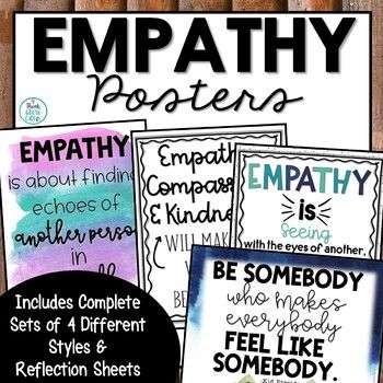 Empathy Posters | Bulletin Board and Activities by Think Grow Giggle | Teachers Pay Teachers Student Reflection Sheet, Empathy Lessons, Reflection Activity, Empathy Activities, Teaching Empathy, Empathy Quotes, Positive Classroom Environment, Student Reflection, Reflection Activities