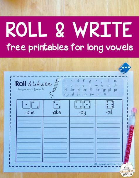 Make spelling practice fun with this collection of roll & write games for long vowel words! Long I Worksheets, Teaching Vowels, The Measured Mom, Measured Mom, Spelling For Kids, Long Vowel Words, Vowel Activities, Spelling And Handwriting, Short Vowel Words