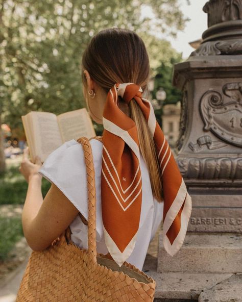 MILANER on Instagram: “See what a scarf can do. Our new Lily Silk Scarf is the go-to accessory for adding a touch of luxury among breezy linens and casual looks.…” Silk Scarf In Hair, Scarf In Hair, Hair Silk Scarf, Lily Silk, Como Italy, Japanese Silk, Summer Scarves, Mom Style, Scarf Hairstyles