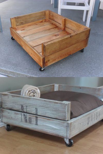 Wood Dog Bed, Pallet Dog Beds, Dogs Diy Projects, Crate Furniture Diy, Crate Bed, Diy Dog Bed, Dog Crate Furniture, Dog Bed Furniture, Crate Furniture