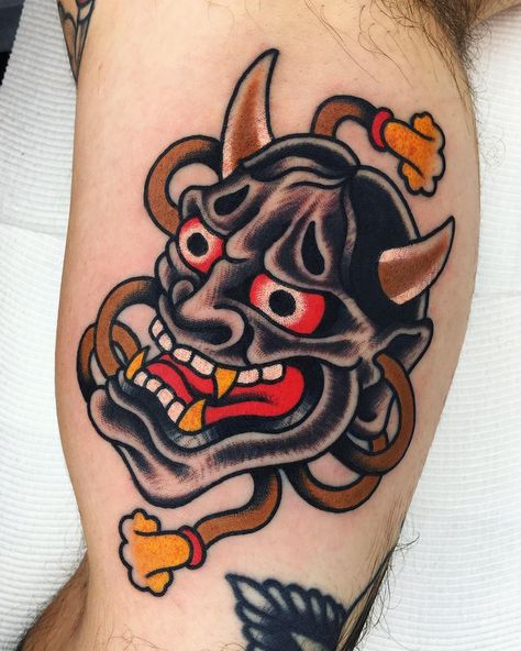 Traditional Tattoo Dragon, Traditional Japanese Tattoo Flash, Japanese Mask Tattoo, Hannya Mask Tattoo, Japanese Flower Tattoo, Tattoo Dragon, Japanese Mask, Traditional Japanese Tattoos, Japanese Flower