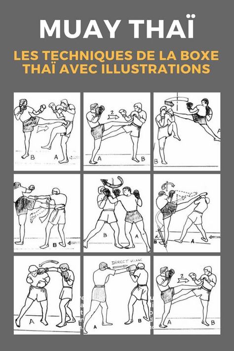 Les différentes techniques du Muay Thaï avec illustrations et noms des coups en thaï, anglais et français pour aider ceux qui veulent apprendre la boxe thaï.    #Thaïlande #MuayThai #BoxeThai #Sport Muay Thai Techniques, Muay Boran, Fighter Workout, Boxing Training Workout, Boxing Techniques, Martial Arts Quotes, Boxe Thai, Trening Sztuk Walki, Self Defense Martial Arts