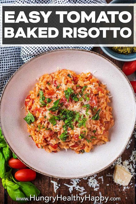 Baked Rissoto, Easy Risotto Recipes Oven Baked, Rissoto Recipes Vegetable, Oven Baked Risotto Recipes, Oven Risotto Recipes, Baked Risotto, Baked Risotto Recipes, Tomato Risotto Recipes, Oven Risotto