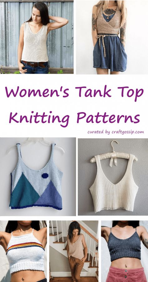 Knit Summer Crop Top Free Knitting Patterns, Knitting Patterns Tops Summer, How To Knit A Tank Top, Free Summer Knitting Patterns For Women, Crop Top Knitting Pattern Free, Free Tank Top Knitting Pattern, Summer Knits Patterns Free, Easy Knit Tank Top Pattern Free, Knit Tops Free Patterns