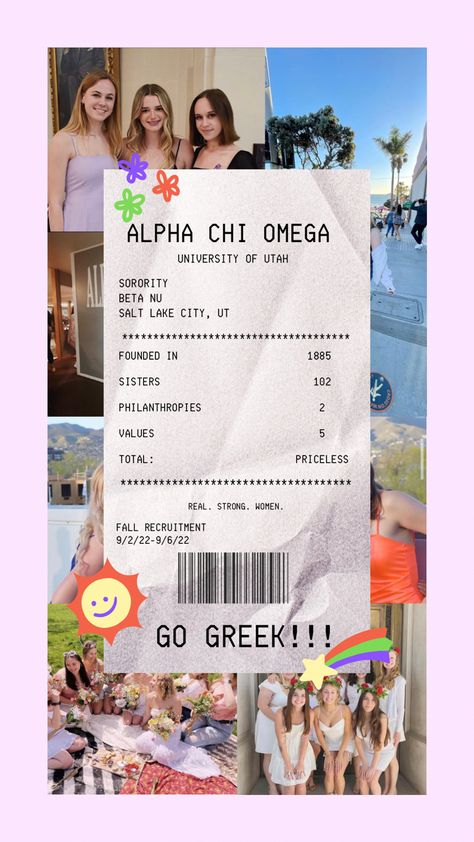 Go Greek Template, Newspaper Template, Go Greek, University Of Utah, Alpha Chi Omega, Alpha Chi, Chi Omega, Sorority, Just Love