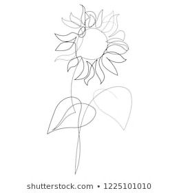 Abstract Sunflower Drawing, Line Art Sunflower Tattoo, Sunflower One Line Drawing, Sunflower Tattoo Line Art, Single Line Sunflower, Sunflower Line Tattoo, One Line Sunflower, Henna Sunflower, Line Drawing Sunflower